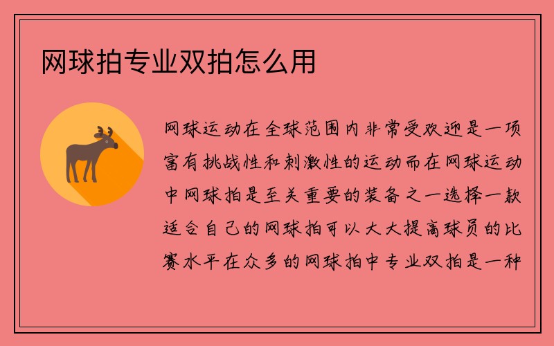 网球拍专业双拍怎么用